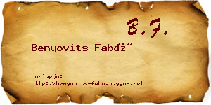 Benyovits Fabó névjegykártya